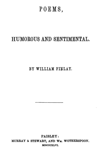 Title Page of William Finlay's Poetical Works. 